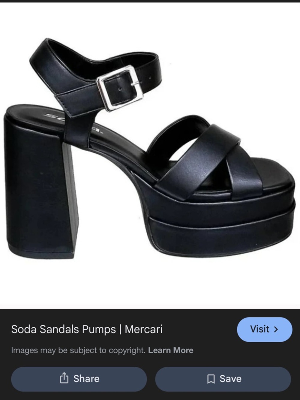 Soda Black Platform Sandal with Crisscross Straps and Ankle Buckle